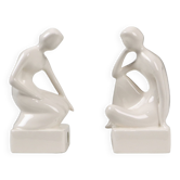 Set serre-livres homme et femme art déco style royal delft 19cm