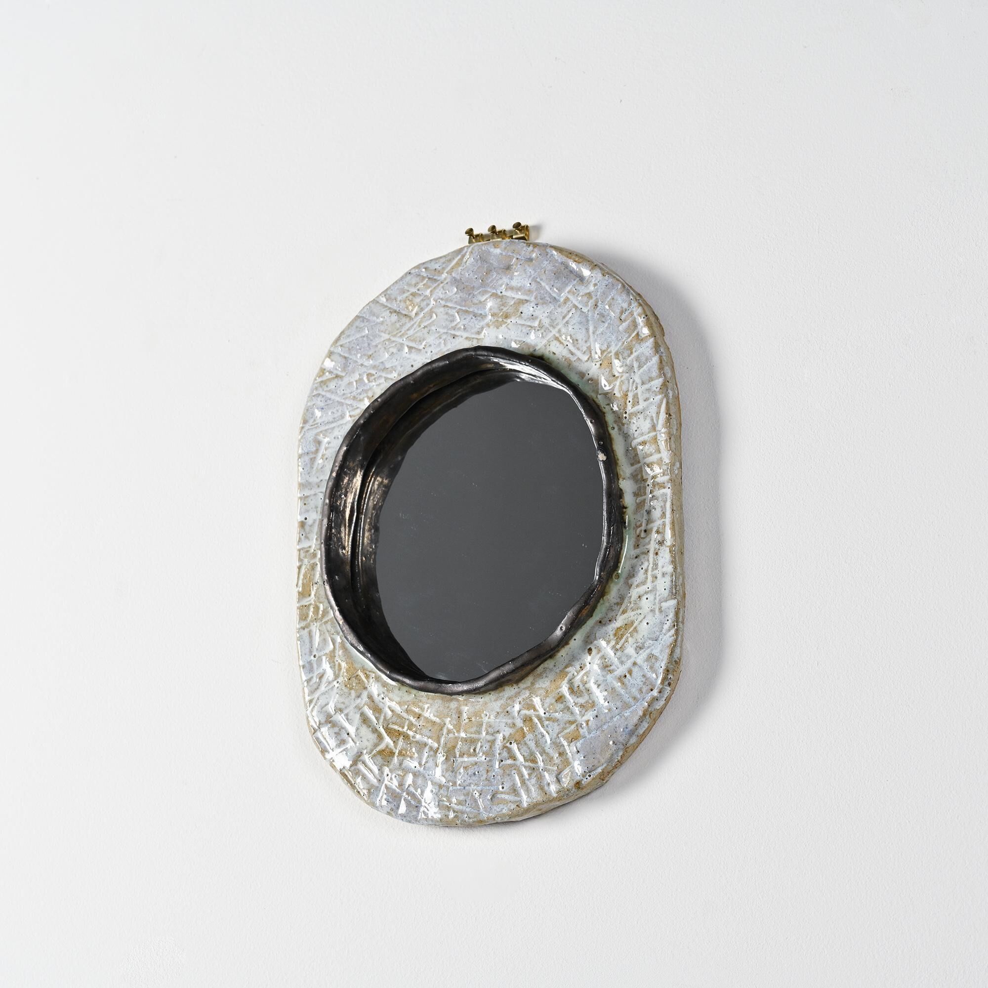 Ceramic mirror by Jean-Pierre Viot, France, circa 1970