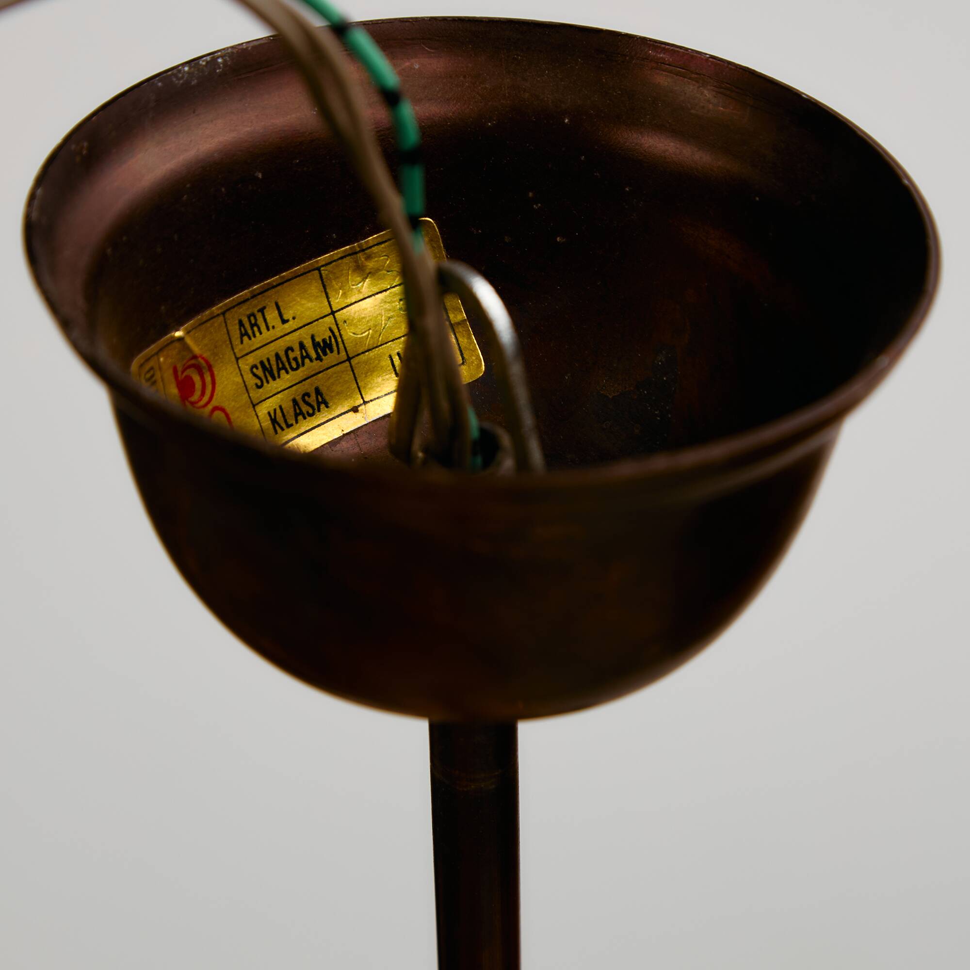 Brass and glass chandelier