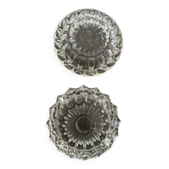 Two glass ashtrays or trinket bowls