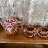 Antique gf art deco teapot flamed ceramic brown vintage