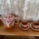 Antique gf art deco teapot flamed ceramic brown vintage