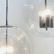 Chrome and bubbled glass balls pendants from the 1970's