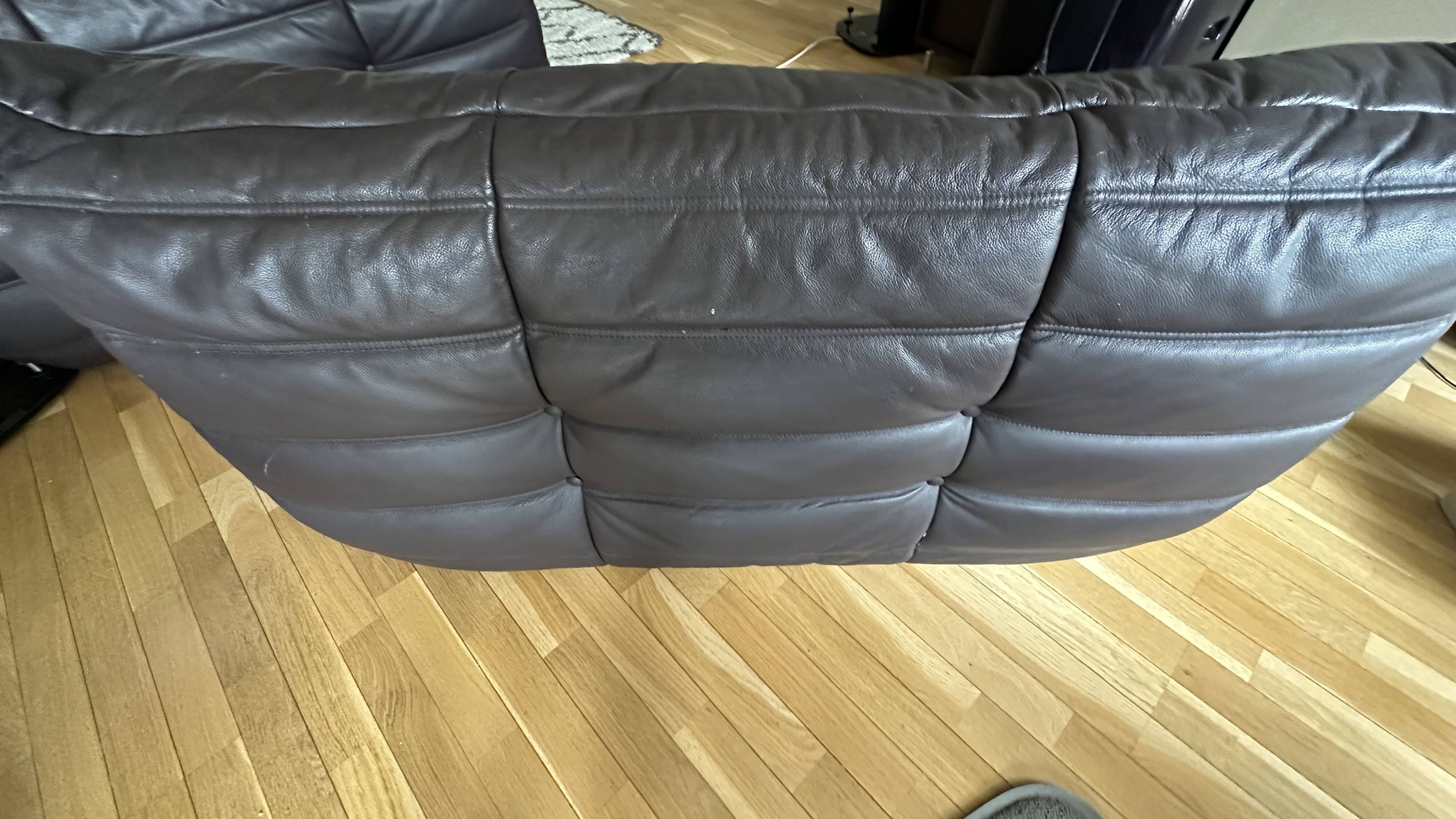 Togo corner sofa in Indiana Ink leather (2 two-seater benches and 1 corner piece)