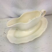 Old sauce boat Ivory made in France Digoin Sarreguemines