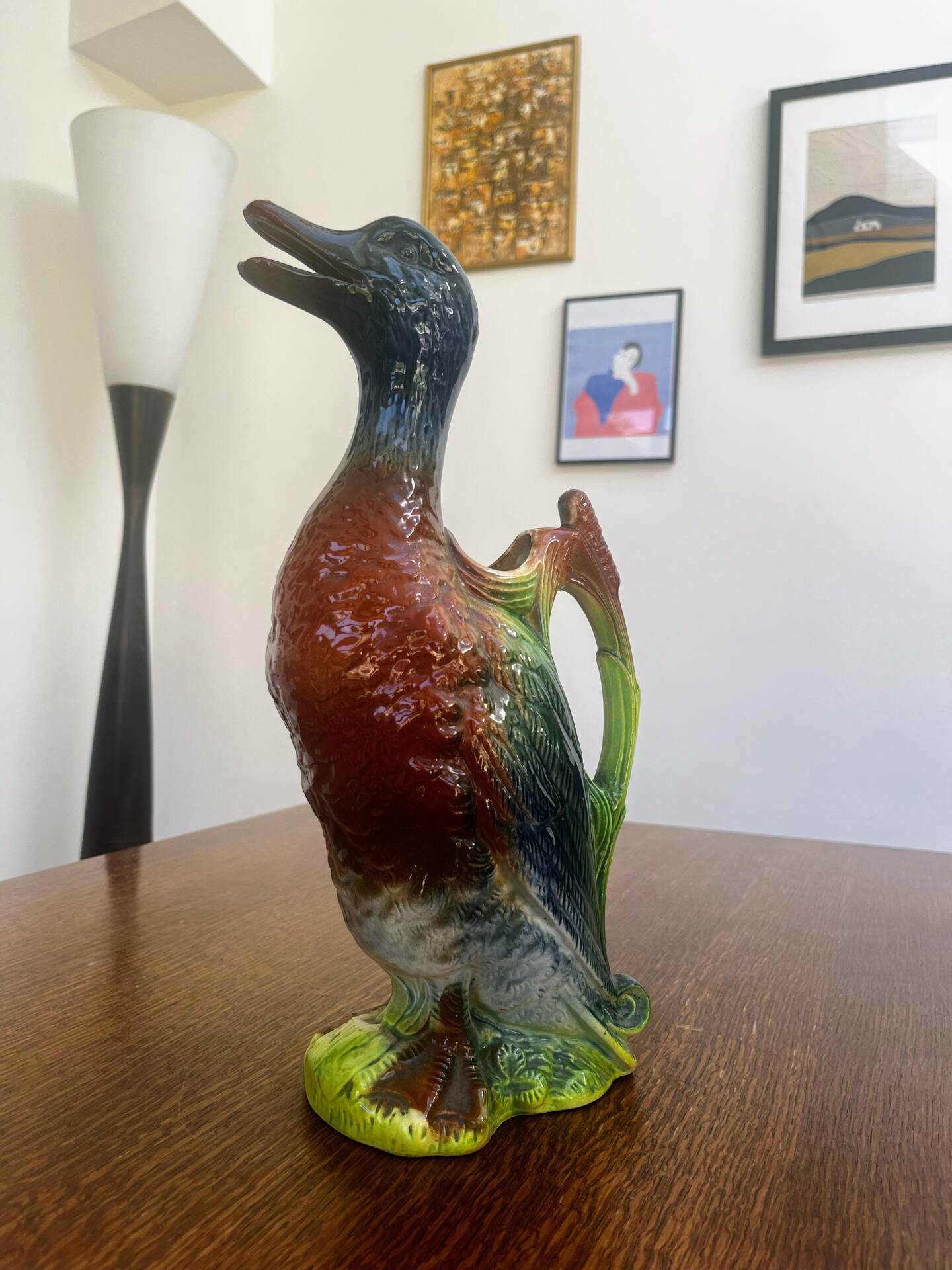 Duck jug in barbotine Saint-Clément France