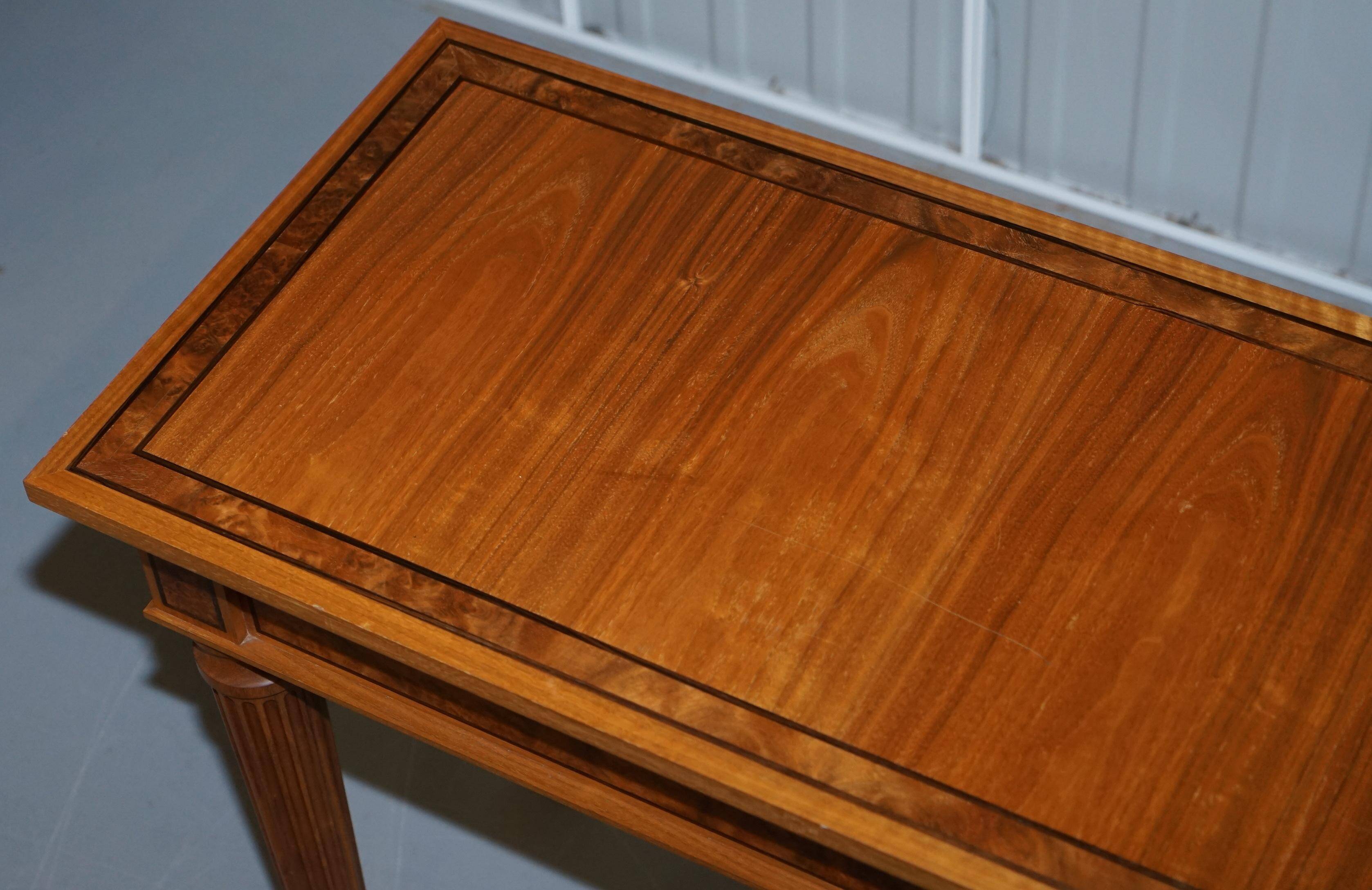 Pair of console tables David Linley 1993 walnut burr