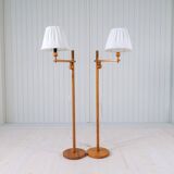 Sculptural modern floor lamps in pine, Yngve Ekström Sweden 1970s
