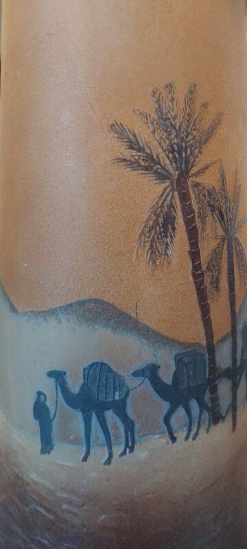 Large Muller vase "in the desert" rare piece signed 40 x 15 cm art deco - collectors
