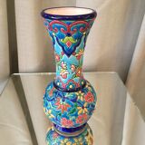 Soliflore vase in Longwy emaux multicolored flowers