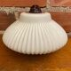 Antique Pendant Lamp Opaline White Saucer Shape Ribbed Vintage