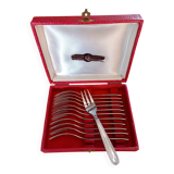 Box of 12 small dessert forks, Devouge Dupont silverware.