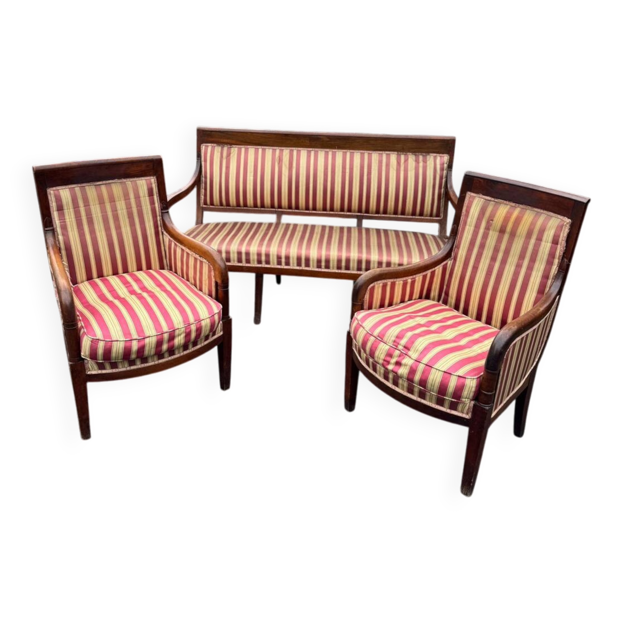 Antique Empire-style salon, 3 pieces. Original upholstery.