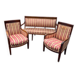 Antique Empire-style salon, 3 pieces. Original upholstery.