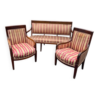 Antique Empire-style salon, 3 pieces. Original upholstery.