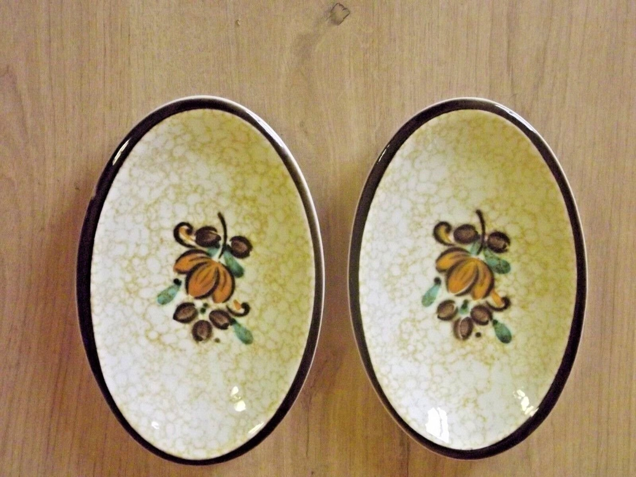 Vintage Boch La Louvière Corfou Collection Paire De Petites Assiettes De Service Ovales