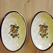 Vintage Boch La Louvière Corfou Collection Paire De Petites Assiettes De Service Ovales