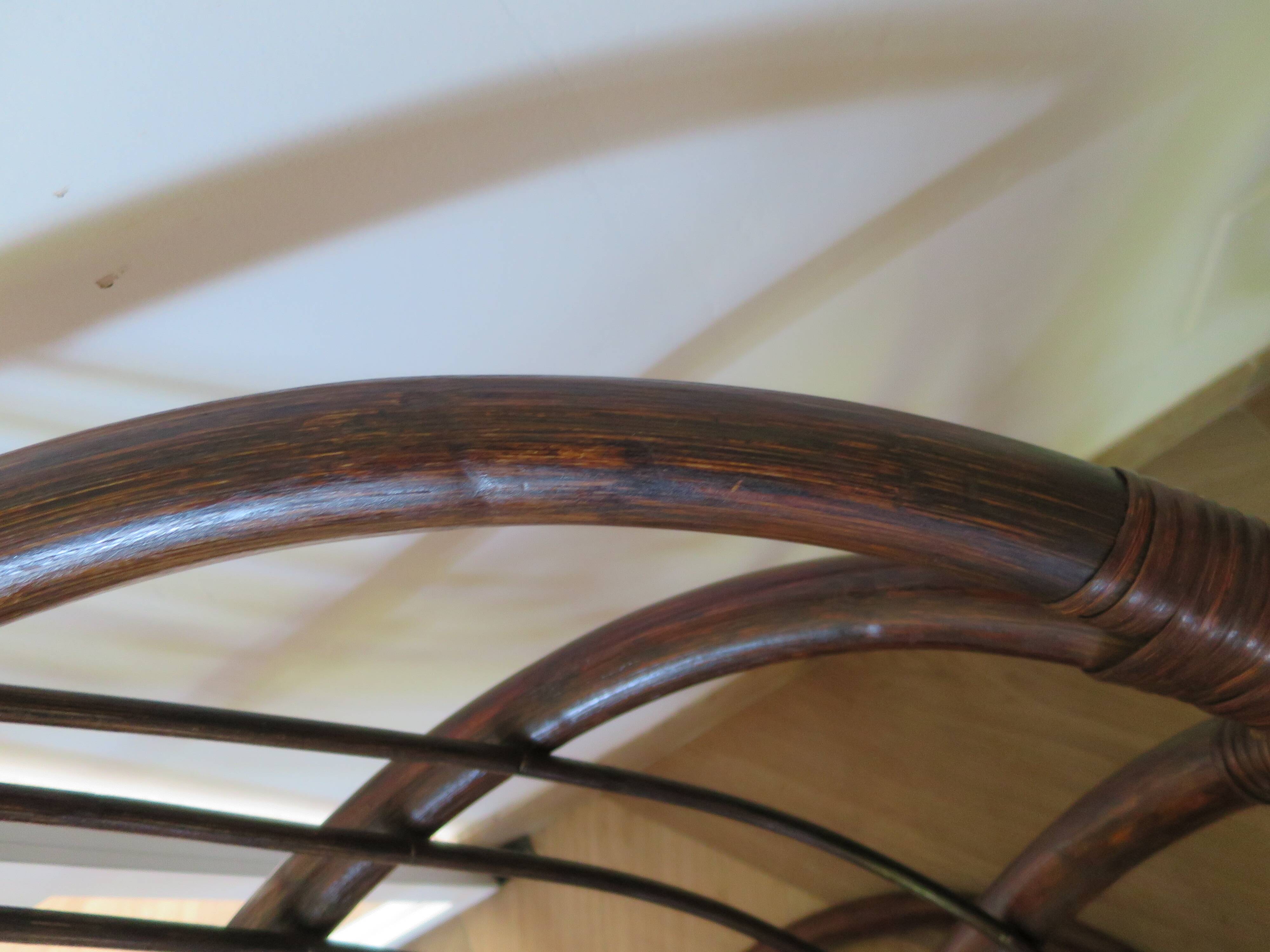 Vintage set of 2 swivel chairs in bamboo and rattan - Papasan shape