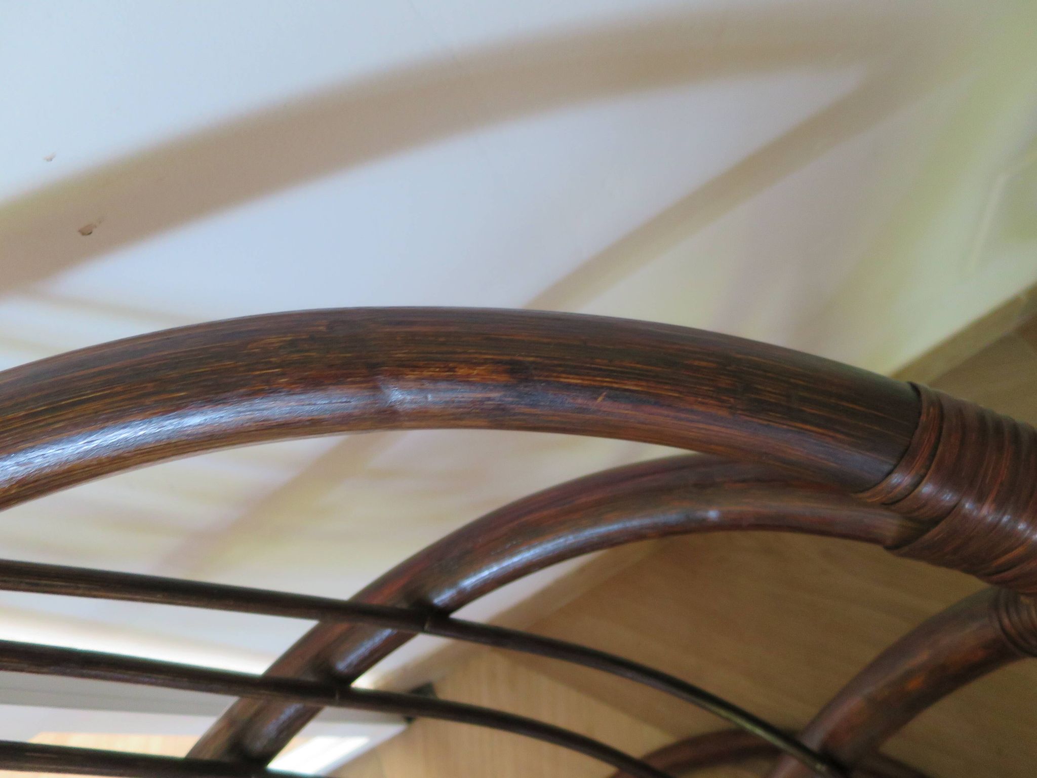 Vintage set of 2 swivel chairs in bamboo and rattan - Papasan shape