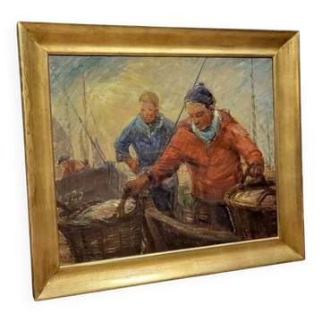 Pierre verbeke : tableau vers 1930 huile sur toile grand format