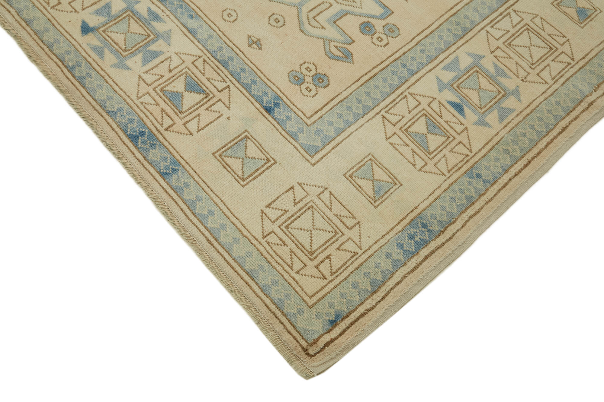 Hand-knotted anatolian vintage 1970s 263 cm x 348 cm beige wool carpet
