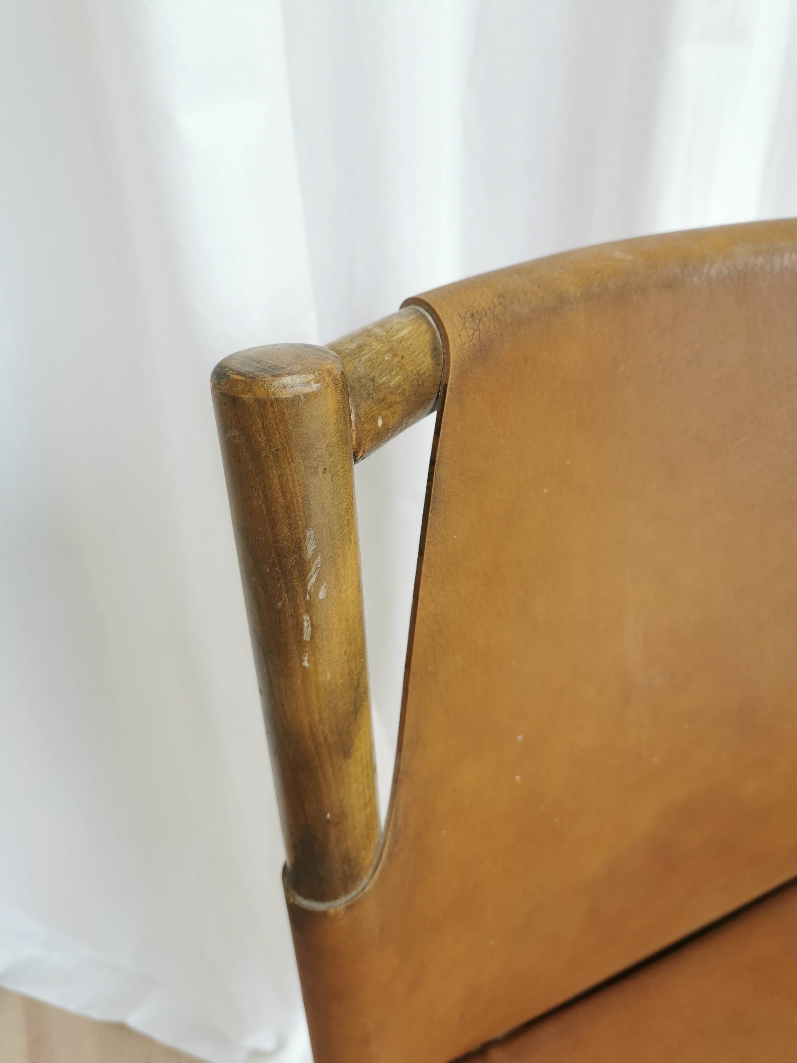 Vintage Janez Lajovic Leather Dining Chair: Mid-Century Modern 1980s