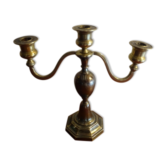 Candle holder 3 lights silver metal EPNS old