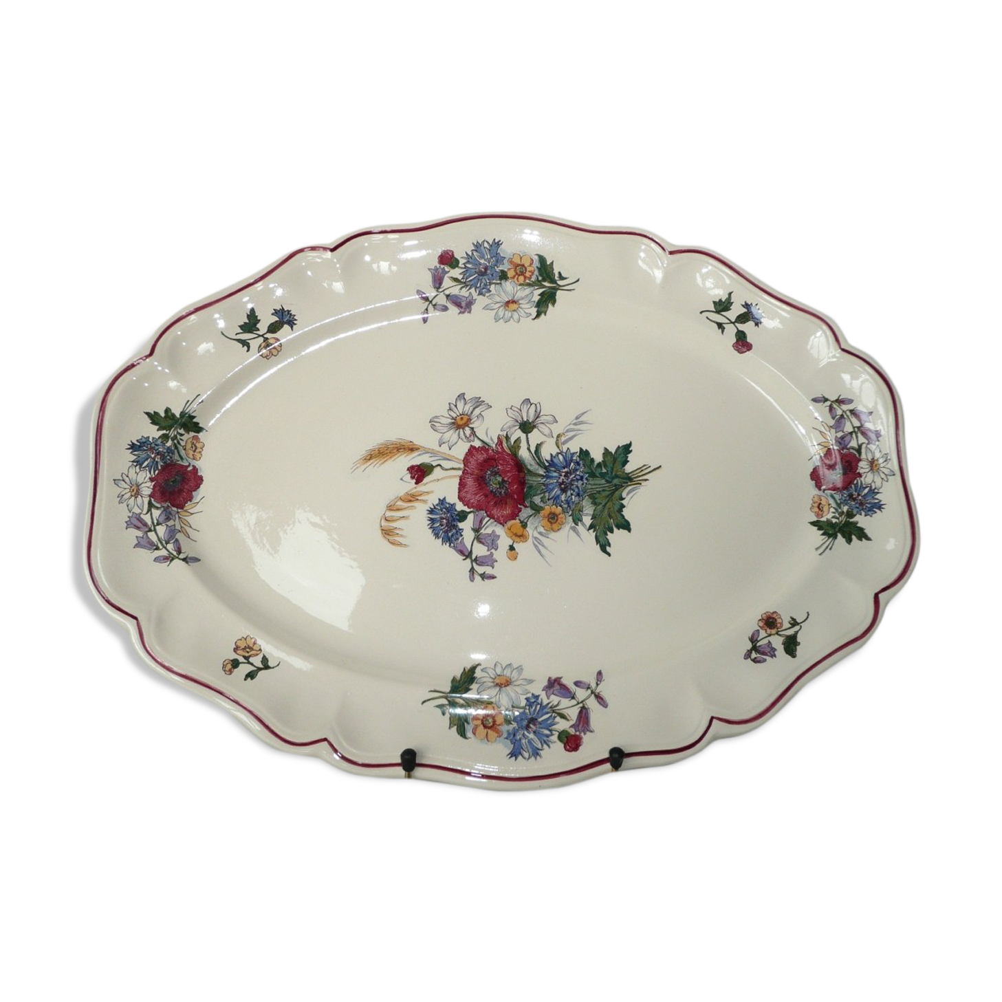 Big flat oval earthenware Sarreguemines Agreste