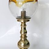 Vintage 1970s solid brass and glass globe table lamp