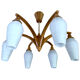 Vintage Pendant Lamp Scandinavian Temde, Wood and Opal Glass, 60s