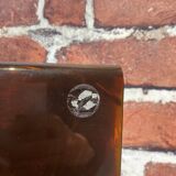 Brown plastic magazine holder with handle