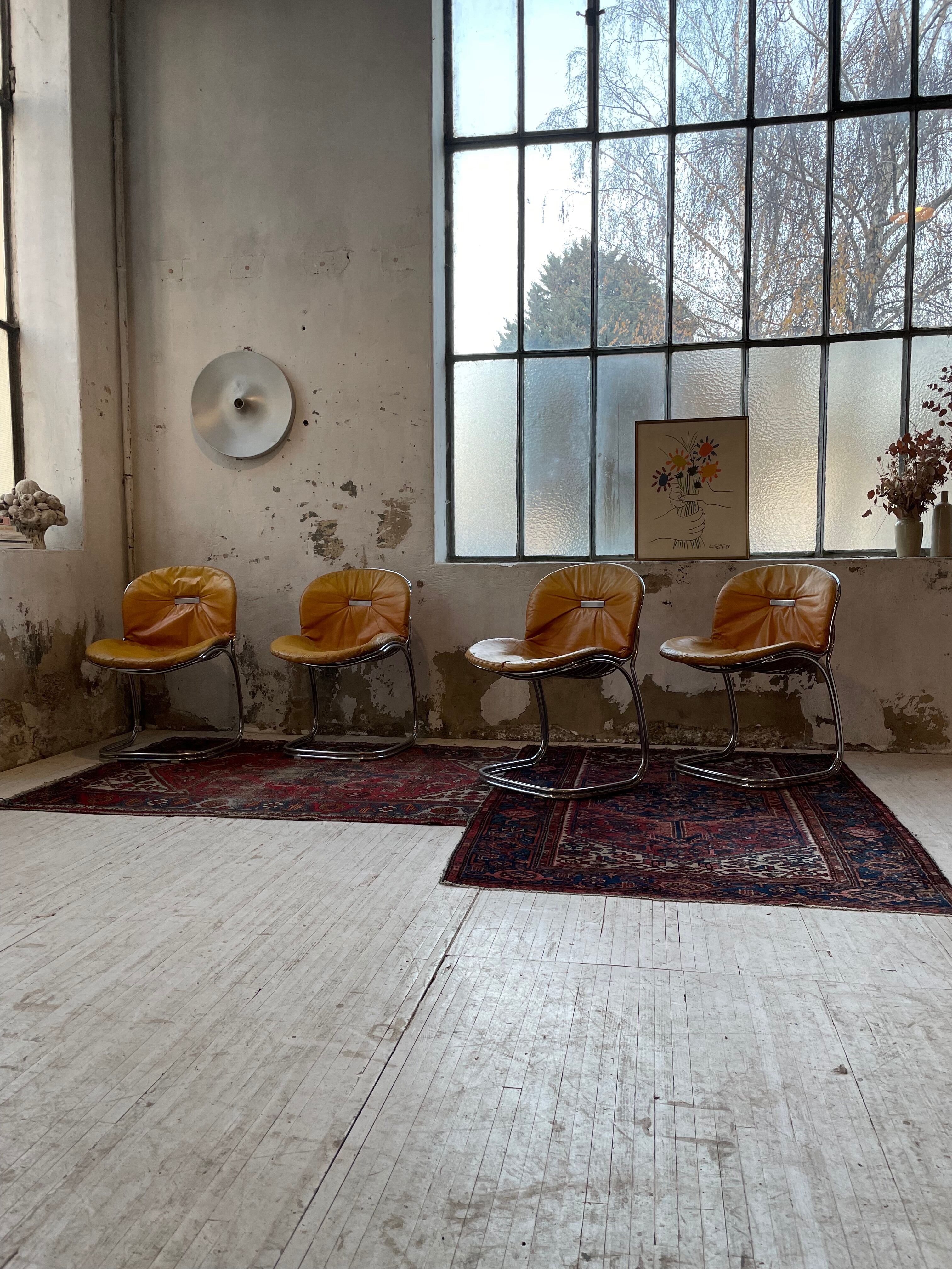 4 chairs Rinaldi "Sabrina" yellow leather