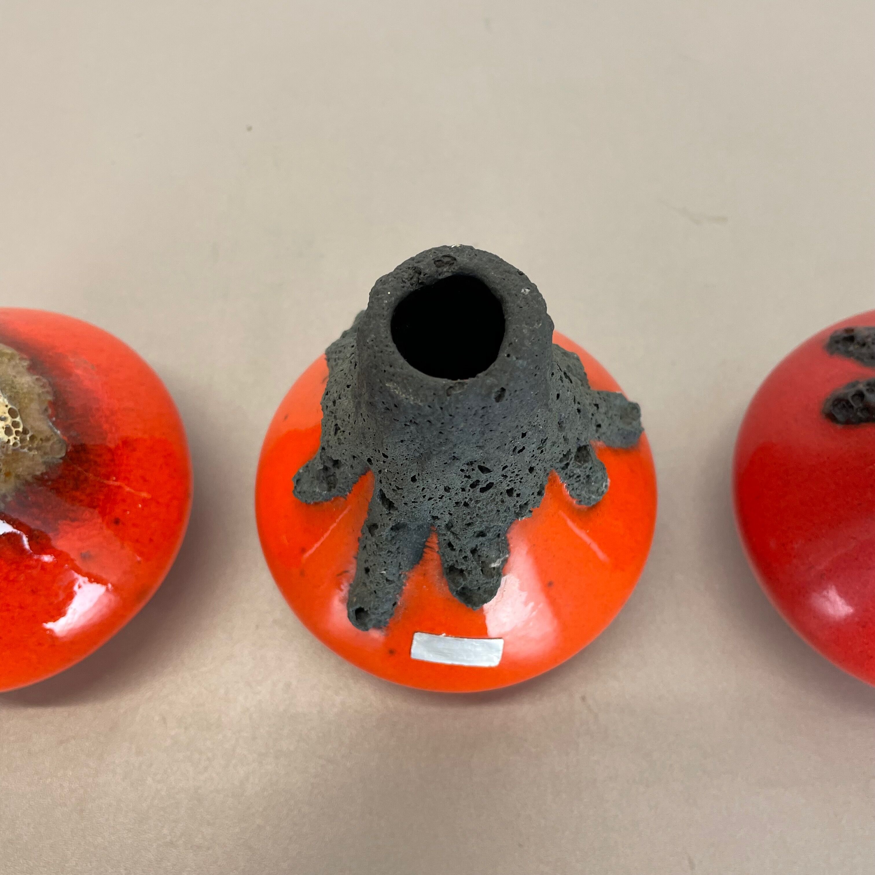 Set of 3 Original 1970 Ceramic Studio Pottery Vase by Roth Ceramics, Germany