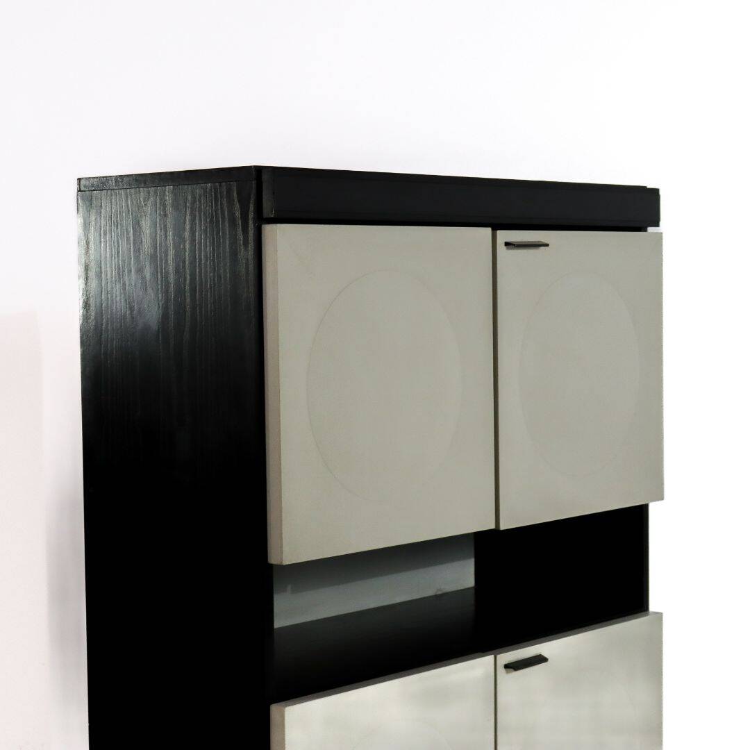 Black and White Oak Brutalist Bar Cabinet