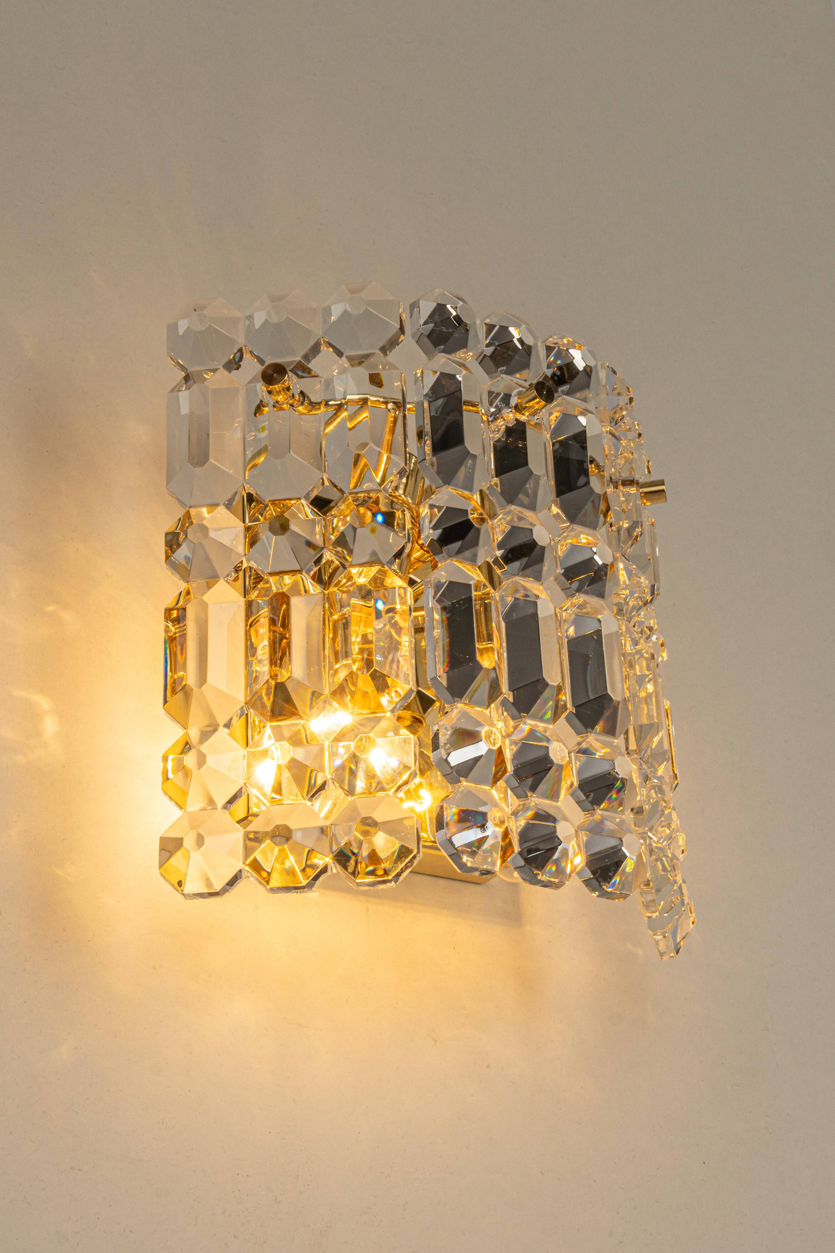 pair of crystal wall lights by Kinkeldey, Germany, 1970s.