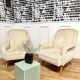 Paire de fauteuils pieds compas