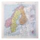 Carte ancienne  Scandinavie Norvège Suède Finlande 43x43cm de 1950