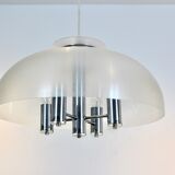 Suspension Doria chrome et lucite dome