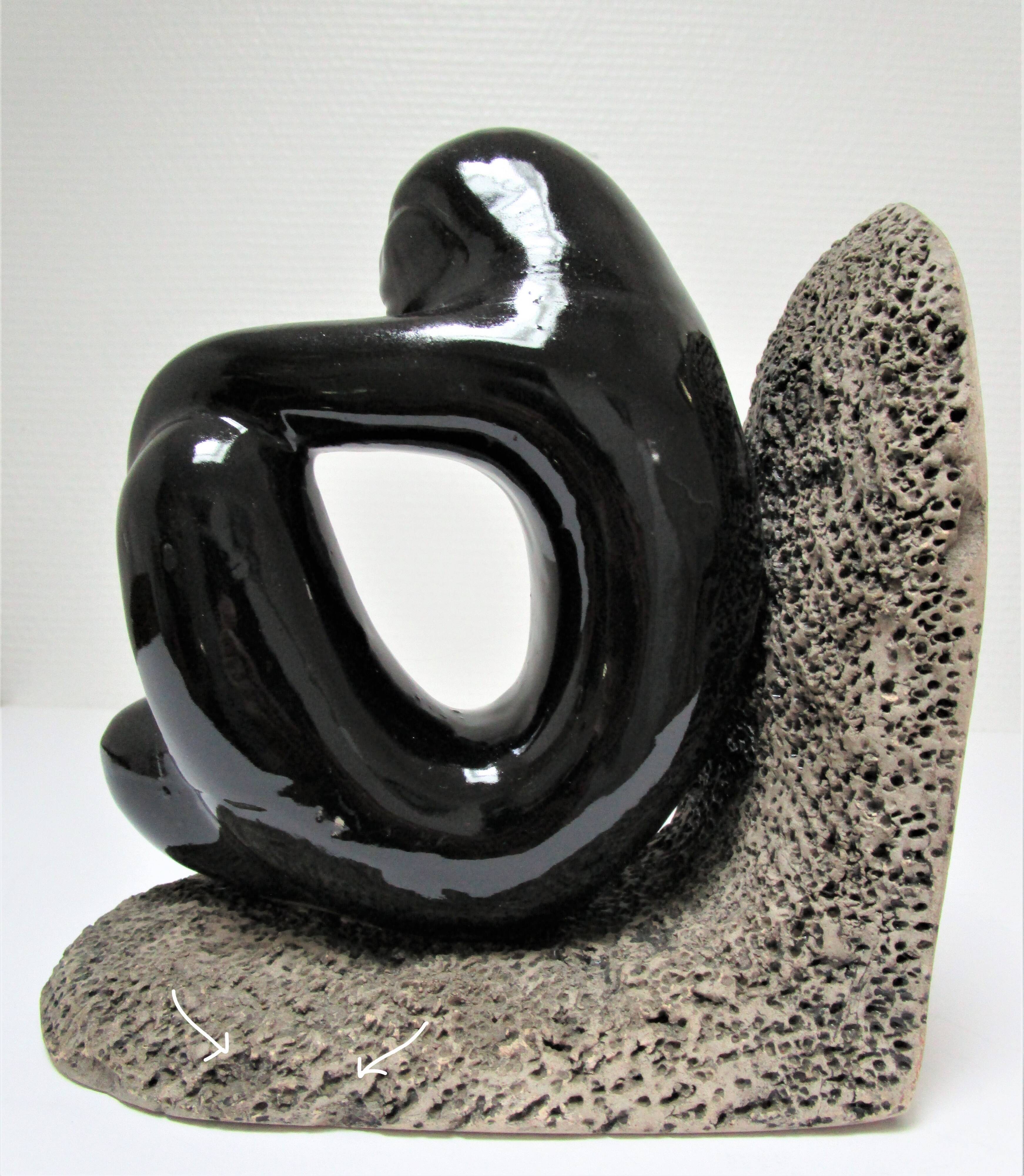 Pair of sculptural ceramic bookends design 70s