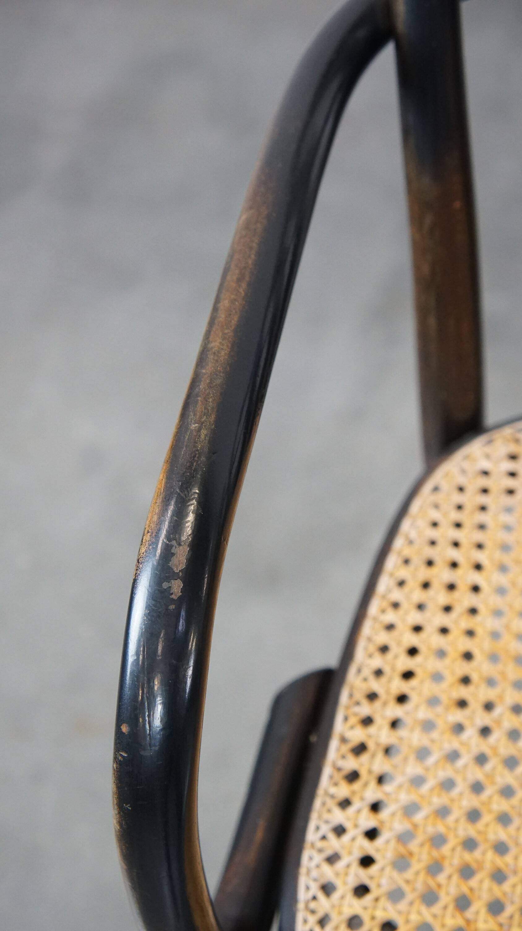 Set of 4 vintage wooden design dining/bistro chairs with woven seats