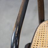 Set of 4 vintage wooden design dining/bistro chairs with woven seats