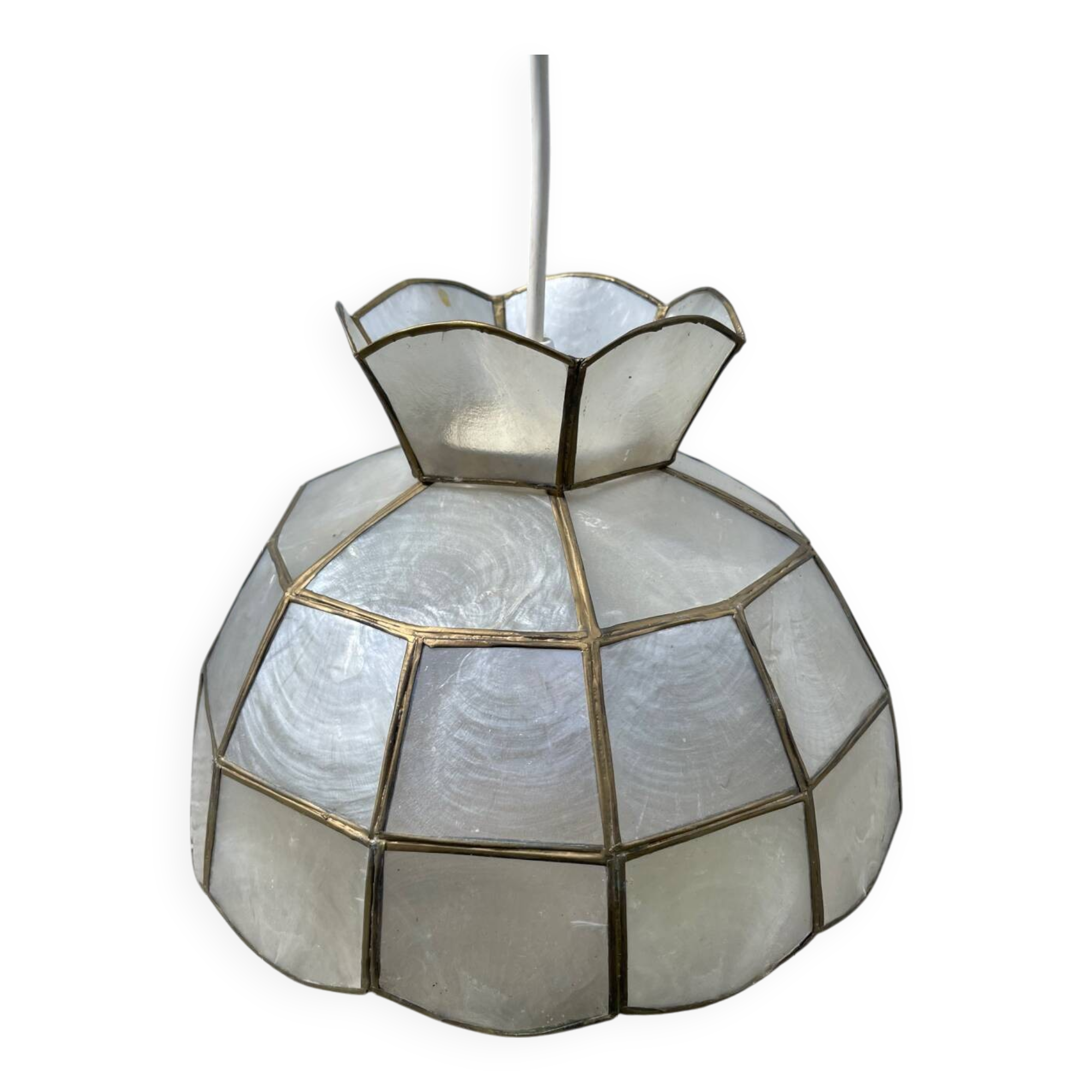 Mother-of-pearl and brass pendant light
