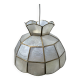 Mother-of-pearl and brass pendant light