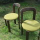 Pair of 70s chairs by designer Bruno Rey in wood and green fabric