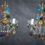 Set wall lamps of murano decor fruit cluster