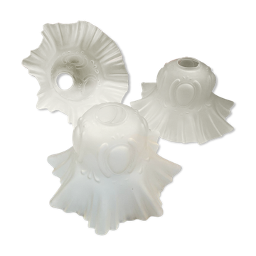 Set of 3 large lampshade ceiling lamp corolla molded glass set of 3