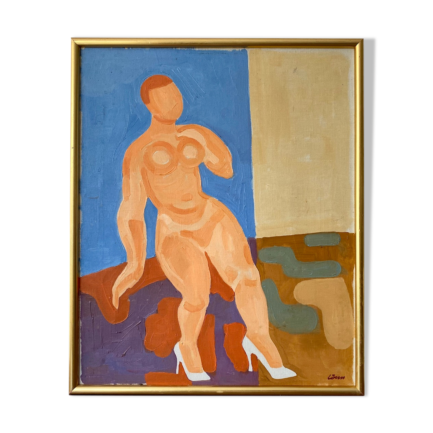 Vintage Mid Century Framed Swedish Oil Painting - La Danse