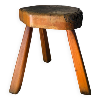 tabouret en bois style brutaliste années 30-40