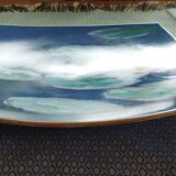 Square bowl in Lunéville Saint Clément earthenware, Monet's Water Lilies decoration.