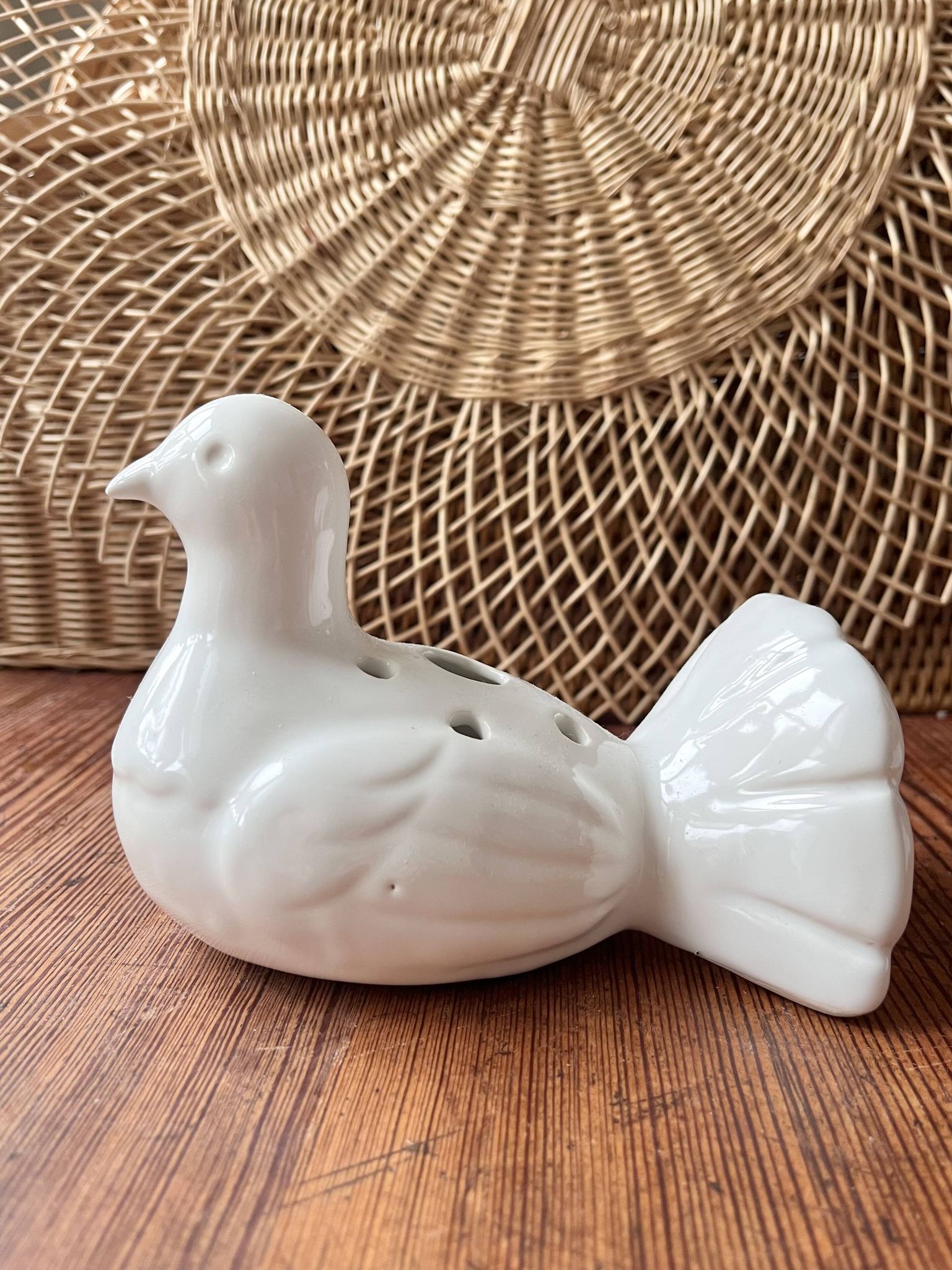 Ceramic vase bird flower spike